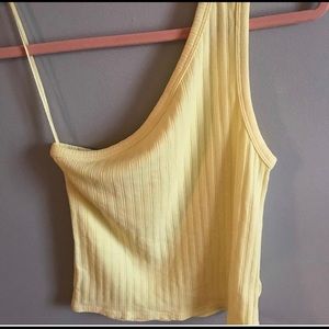 Yellow one strap crop top